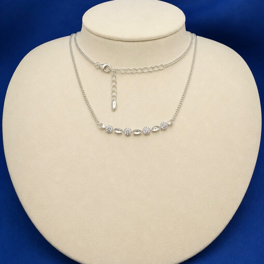 Silver CZ Marquise Necklace